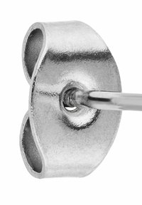 Metallklammer mit einer glänzenden, polierten Oberfläche; hat eine abgerundete Form und zwei Öffnungen zum Greifen. Enthält ein zentrales Montageloch zur Befestigung.