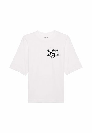 MI AMOR UNISEX DROPPED SHOULDER TEE - T-shirt imprimé - white