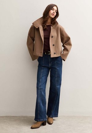 New Look FUNNEL NECK BUTTON FRONT - Chaqueta fina - mink
