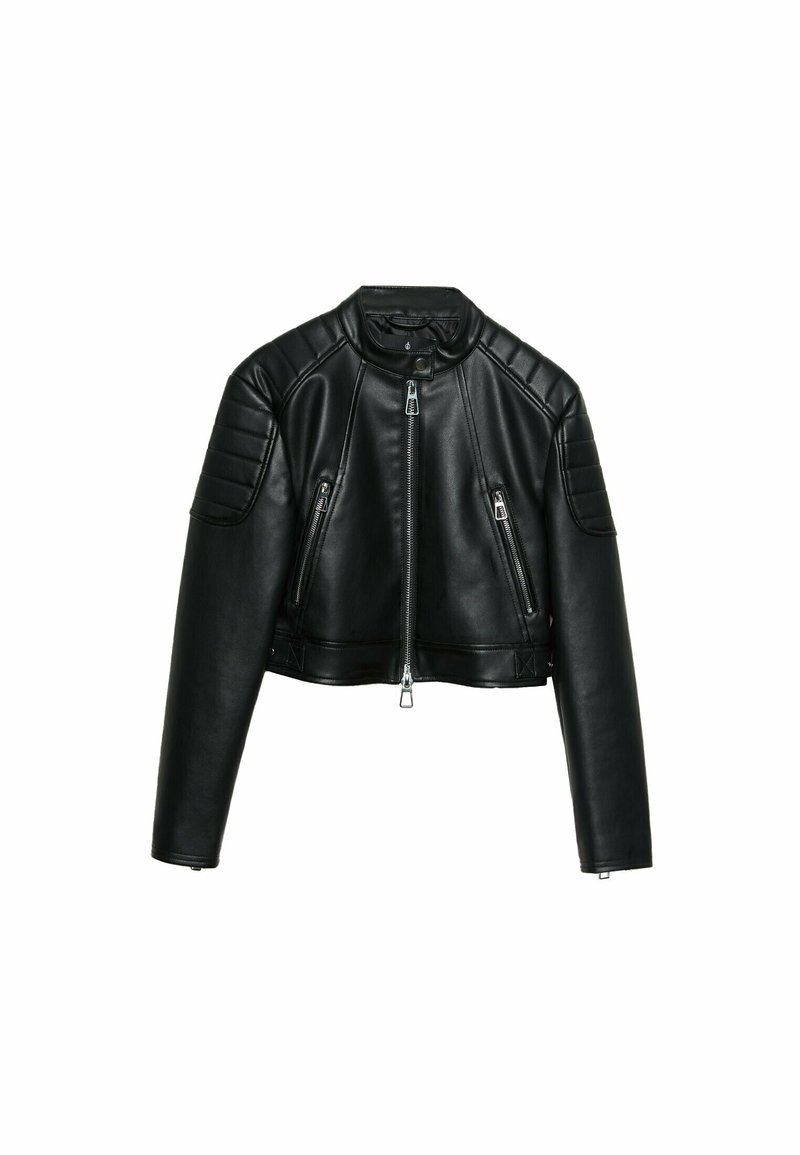 Stradivarius Imitatieleren jas zwart