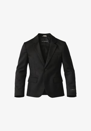 Blazer nero monopetto con rever, due tasche frontali con patta e etichetta RICHMOND sul collo interno e sul polsino della manica sinistra.