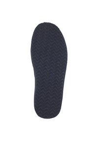 Dark rubber shoe sole with a wavy tread pattern, rounded toe, and slightly raised edges. Smooth texture with minimal detailing.