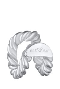 Sølv snoet ring, prydet med en reb-lignende tekstur og en poleret finish. Stemplet med "925 Ag" for autenticitet i sterling sølv.
