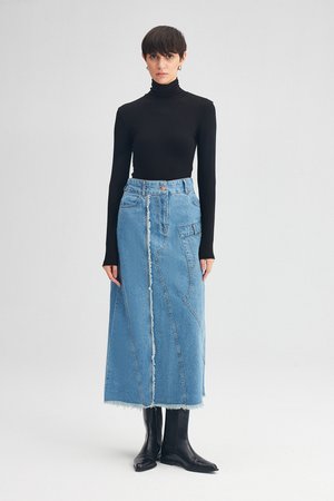 SEAM DETAILED - A-line skirt - denim