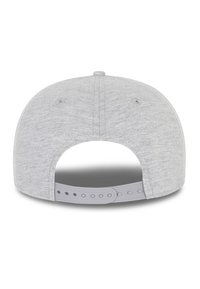 Gray fabric baseball cap with a smooth texture, adjustable plastic snapback closure, and a rounded shape. No visible logos or patterns.