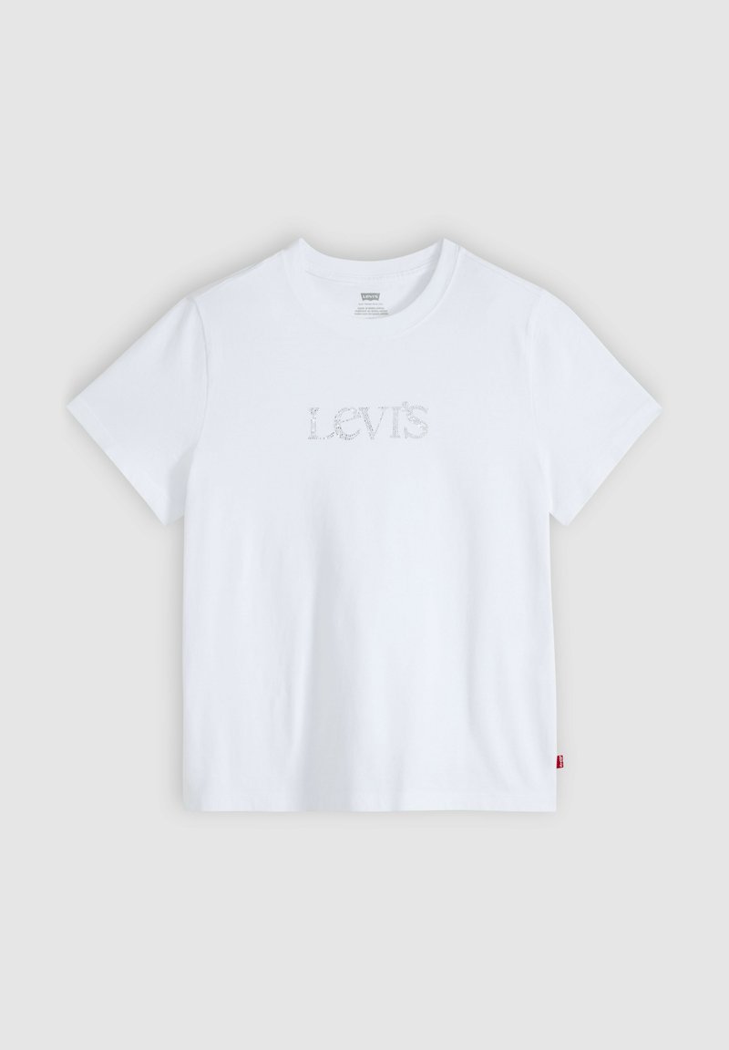 T-shirt blanc à manches courtes Levi's avec col rond et petite étiquette rouge avec logo sur la couture latérale.
