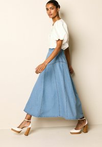 Next PANELLED - Maxi szoknya - mid blue
