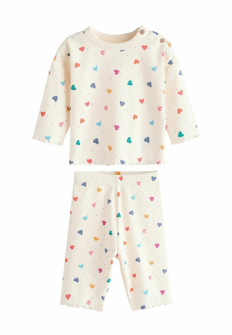 Next 2 PIECE WIDE LEG SET - REGULAR FIT - T-shirt à manches longues - white multicolour heart print