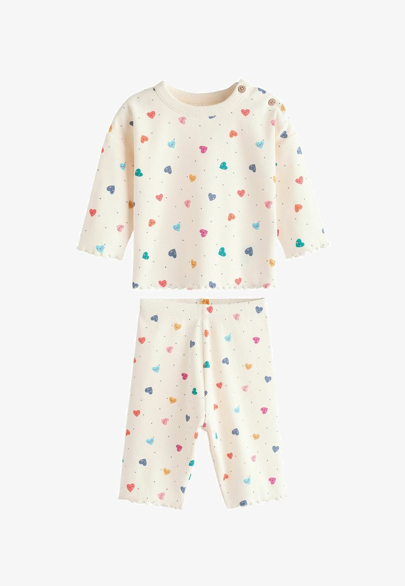 Next 2 PIECE WIDE LEG SET - REGULAR FIT - Long sleeved top - white multicolour heart print