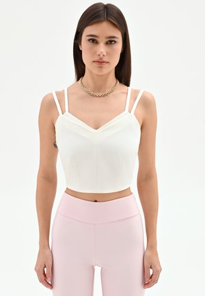 CROP CHIARO CON DOPPIE SPALLINE - Débardeur - white