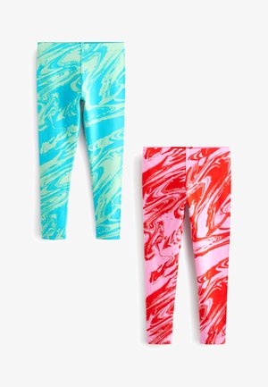 Leggings - blue red marble print
