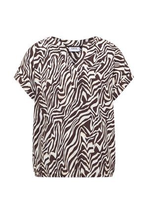 Cecil, BLUSE MIT SPLIT NECK UND ZEBRA-PRINT - Blouse - brown cacao