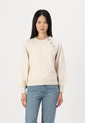 ONLY ONLLAUREN O NECK BUTTON - Džemperis - oatmeal