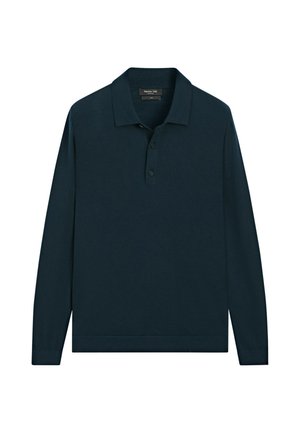 Massimo Dutti, 100% MERINO WOOL KNIT POLO SWEATER - Polo shirt - dark blue