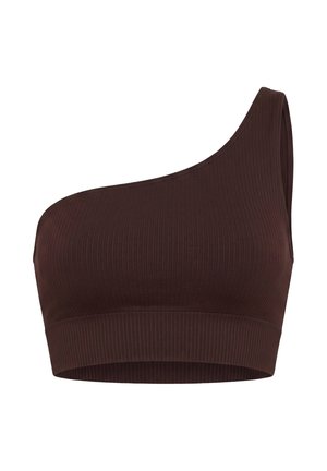 aim’n®, RIBBED SEAMLESS ONE SHOULDER BRA - Reggiseno sportivo con sostegno medio - cacao