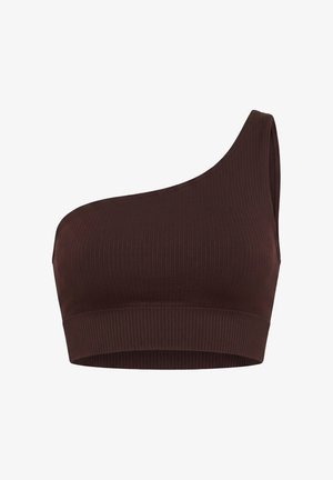 aim’n®, RIBBED SEAMLESS ONE SHOULDER BRA - Reggiseno sportivo con sostegno medio - cacao