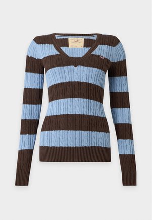 Hollister Co., CABLE ICON V NECK  - Trui - brown