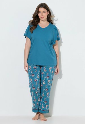 Ulla Popken, 2 PIECE PAJAMA SET: PAISLEY PINSTRIPE - Nachtwäsche Set - petrol