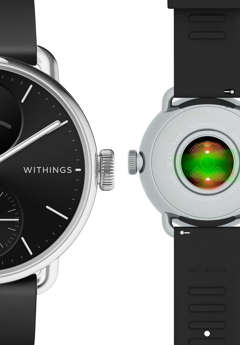 Montre connectée - WITHINGS - ScanWatch 2 - 38mm - Noir - Autonomie 30 jours - Étanchéité 5ATM - Téléphonie