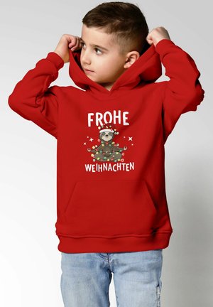 MoonWorks WEIHNACHTSMOTIVE LUSTIGE GESCHENKE OUTFIT - Kapuzenpullover - faultier rot