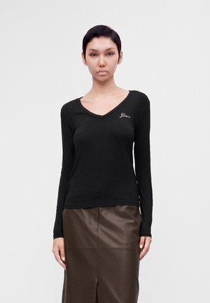 Guess, NEW LS VN MINI LOGO TEE - T-shirt à manches longues - jet black a