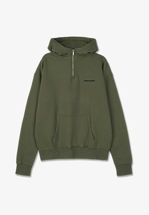 Pegador LOGO - Jersey con capucha - washed faded olive black