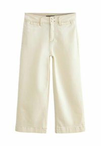DOUBLE BUTTON CROPPED WIDE LEG - Platėjantys džinsai - ecru white
