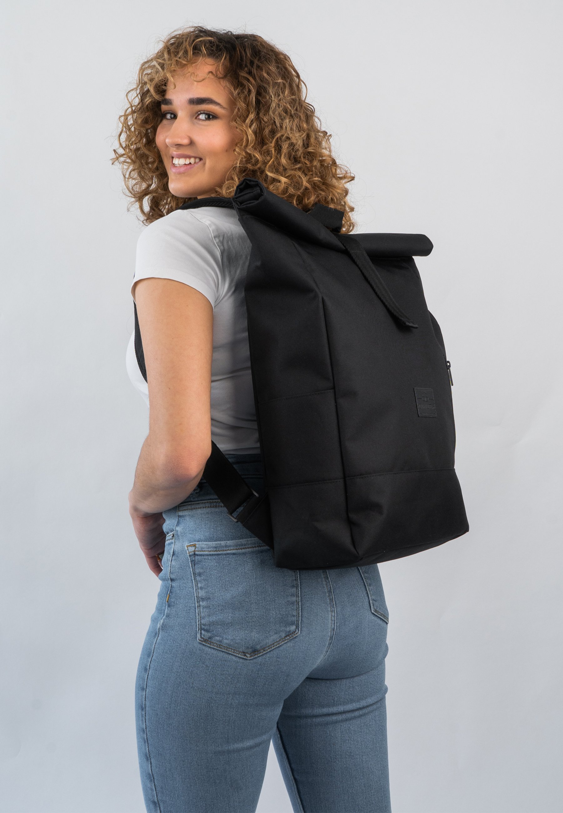 Rolltop Backpack Robin, Light Pink, Recycled Plastic Bottles, Laptop