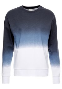 Felpa in cotone con design a gradiente; blu scuro che sfuma al bianco all'orlo. Girocollo, maniche lunghe e polsini a coste.