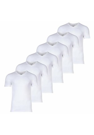 Lacoste, 6ER PACK - ESSENTIALS V-AUSSCHNITT SLIM FIT EINFARBIG - T-Shirt basic - weiß