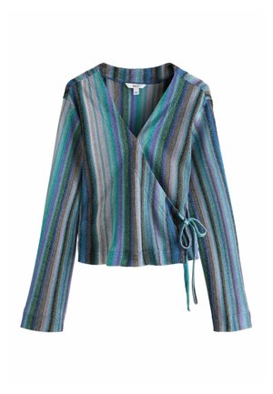 Next, REGULAR FIT - LONG SLEEVE SPARKLE KNITLOOK TIE-FRONT WRAP TOP . - Pusero - blue stripe