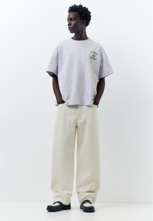 PULL&BEAR LOS ANGELES EMBROIDERED - T-SHIRT - T-shirt con stampa - light grey