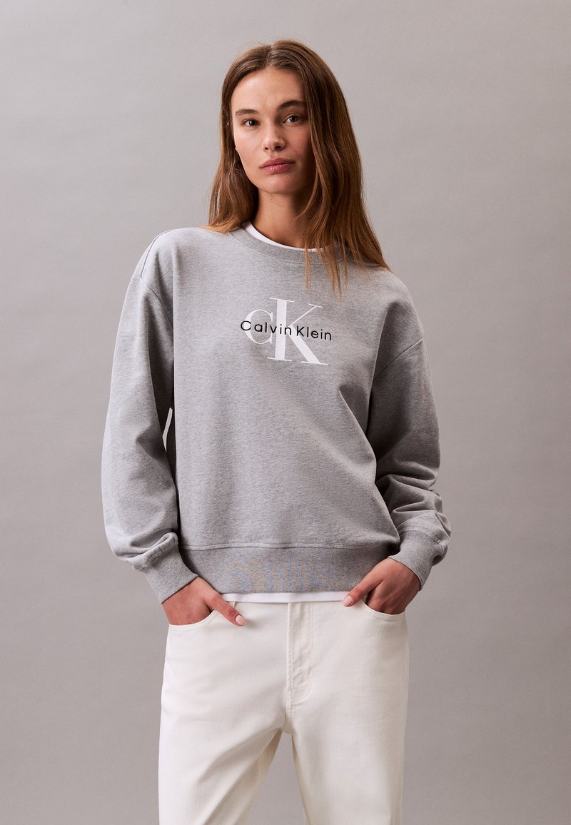 Calvin Klein Jeans MONOLOGO  - Sportinis megztinis - heroic grey heather