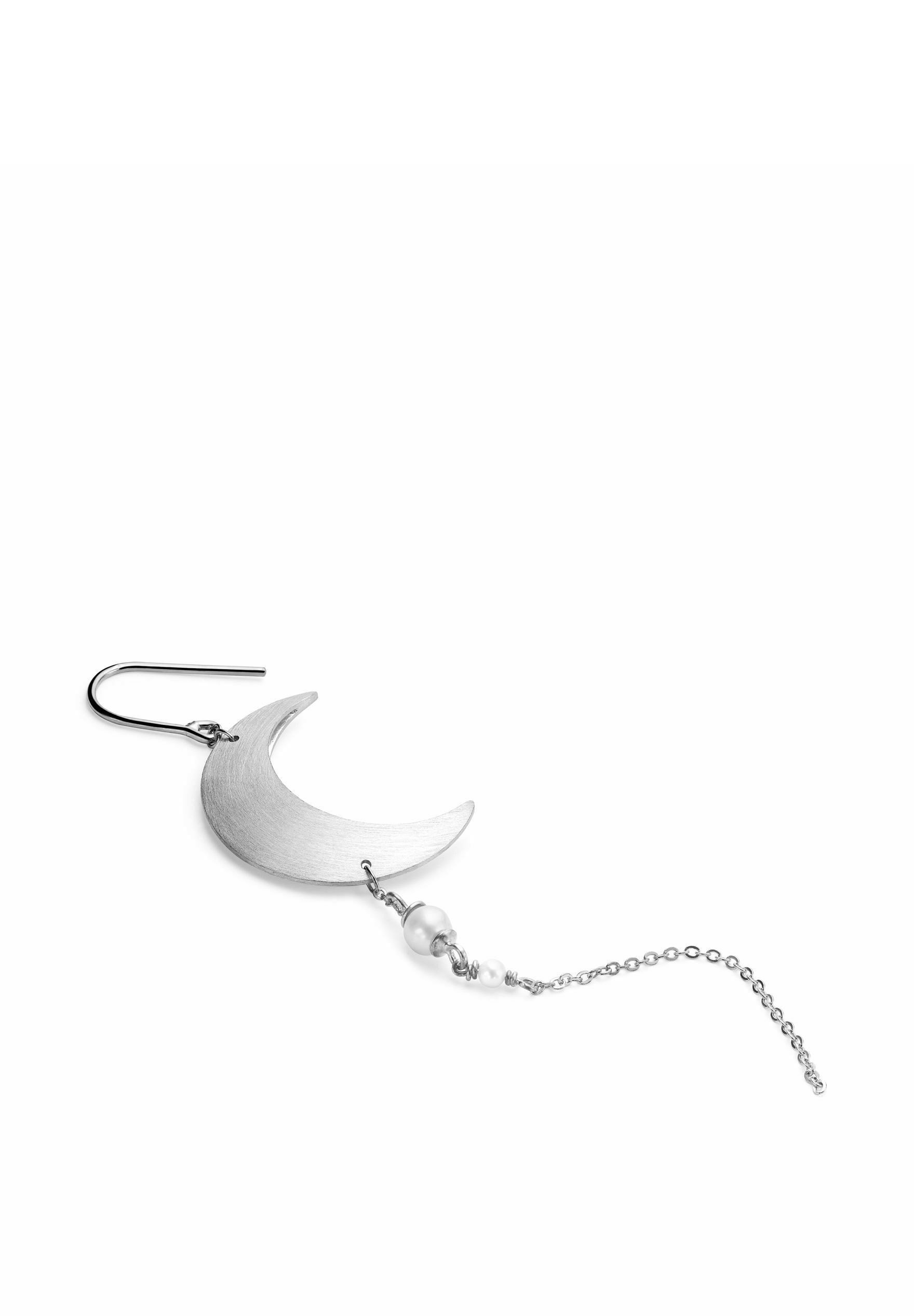 Jane Kønig HALF MOON EARRING WITH PEARL CHAIN LEFT - Einzelner