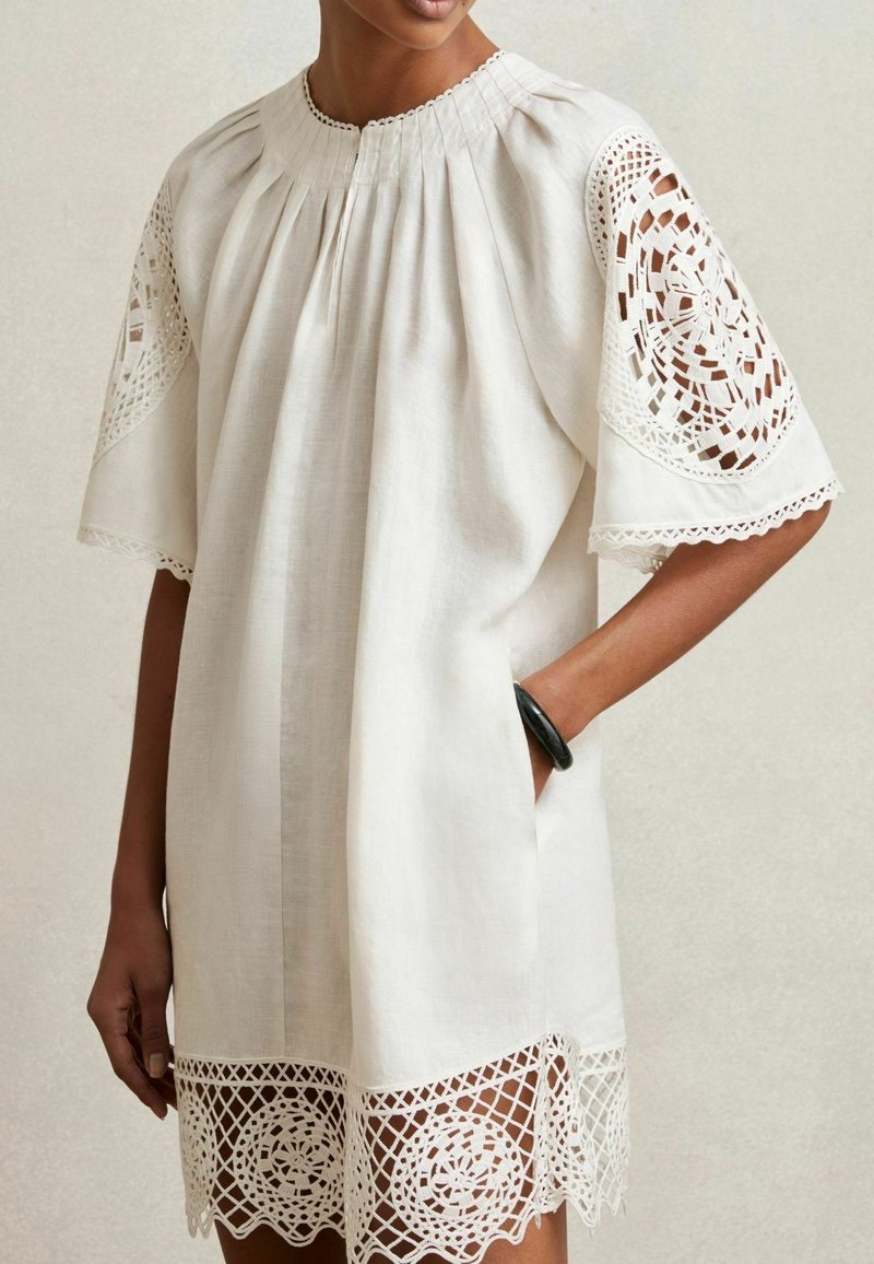 reiss crochet dress Day - white - (Pre-owned) The IBIZA Mini Dress giving you instant poolside maxi dress sewing pattern Rental Duration:16 Days Crochet fringe trim