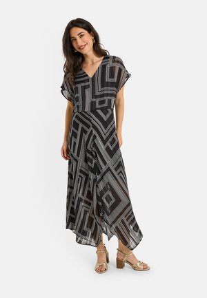 Grain de Malice, ROBE LONGUE HABILLÉE IMPRIMÉ GÉOMÉTRIQUE - Vestido largo - noir