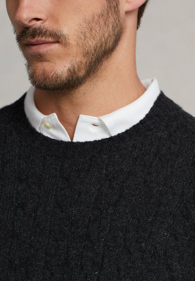 Polo Ralph Lauren Big & Tall CABLE KNIT WOOL CASHMERE JUMPER - Jersey de punto - dark granite heather