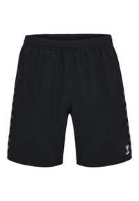 Shorts sportivi neri con elastico in vita, caratterizzati da un design elegante e strisce laterali a motivo check, realizzati in tessuto leggero.