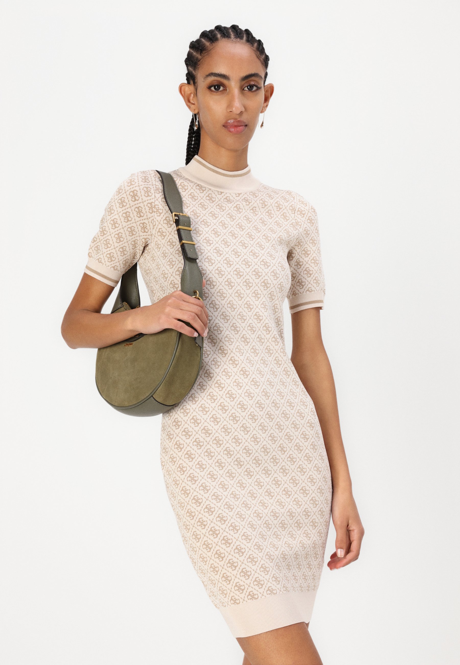 Guess LISE LOGO - Jumper dress - pearl oyster desert/off-white