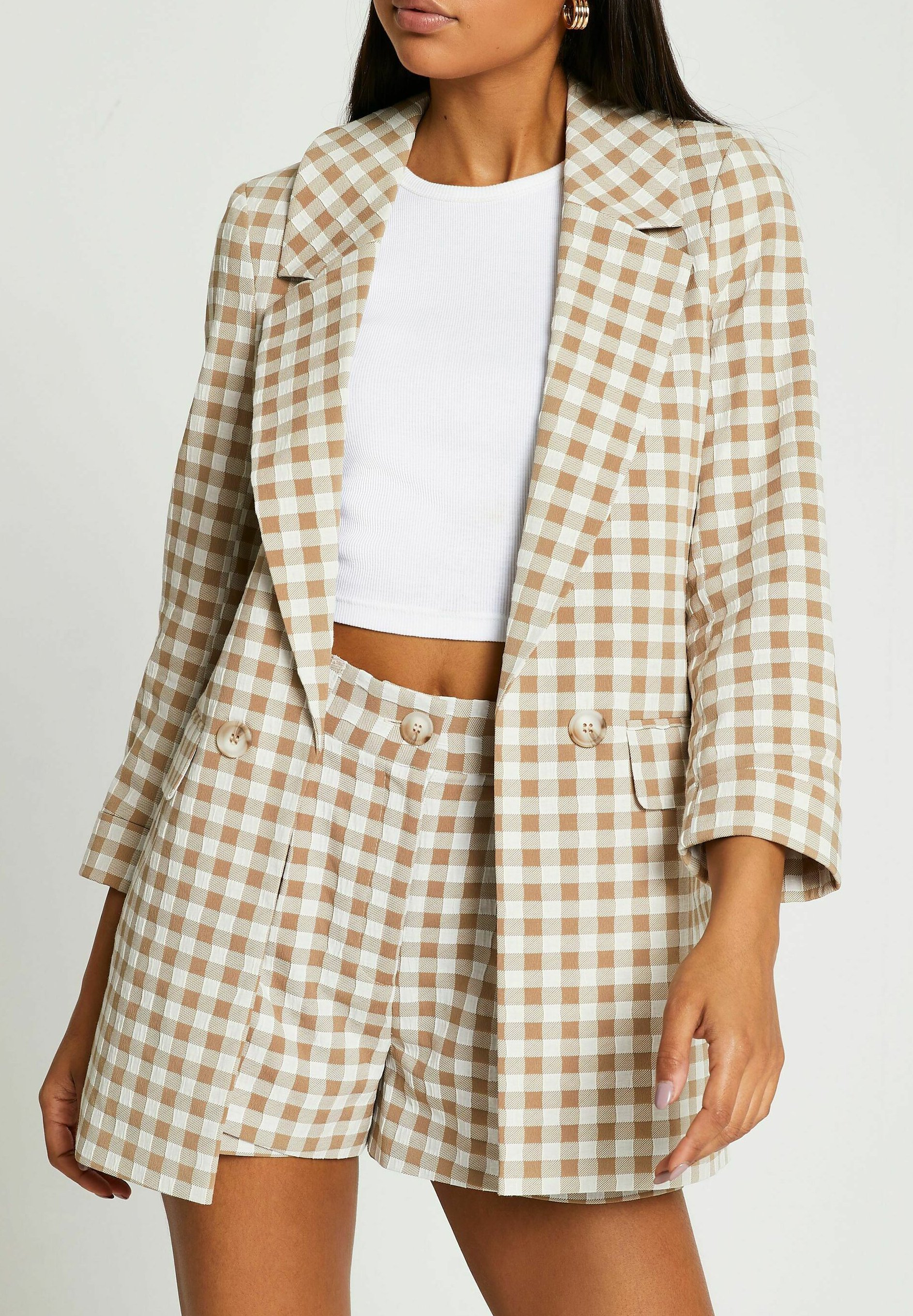 river island check coat