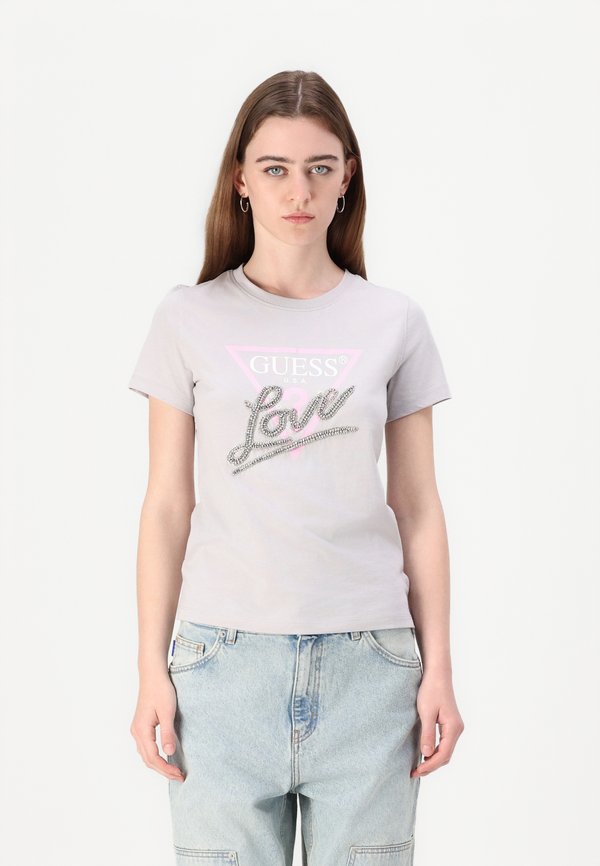 TRIANGLE LOVE - Print T-shirt - silk gray