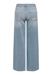 Jeansy z szerokimi nogawkami w jasnoniebieskim kolorze, z wysokim stanem, dwoma tylnymi kieszeniami i efektownie wyblakłym wykończeniem, wykonane z bawełny.