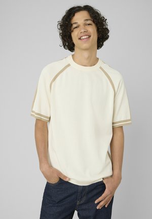 BZB, T-SHIRT EN TRICOT BANDES SPORT - T-shirt basique - naturel