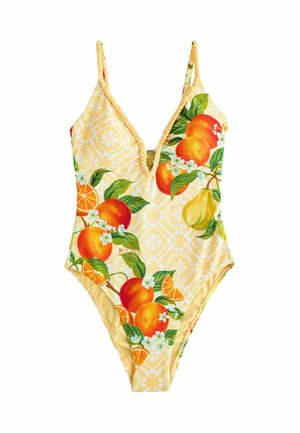 REGULAR FIT - BRAIDED PLUNGE FRUIT WITH TUMMY CONTROL  - Maillot de bain - yellow fruit