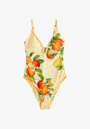 REGULAR FIT - BRAIDED PLUNGE FRUIT WITH TUMMY CONTROL - Maudymosi kostiumėlis - yellow fruit