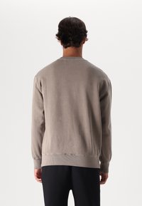 Sweatshirt i beige bomull, avslappnad passform, rund hals, långa ärmar, ribbade muddar och nederkant, subtil textur, minimalistisk design.