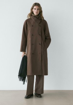 HIGH COLLAR - Classic coat - dark brown