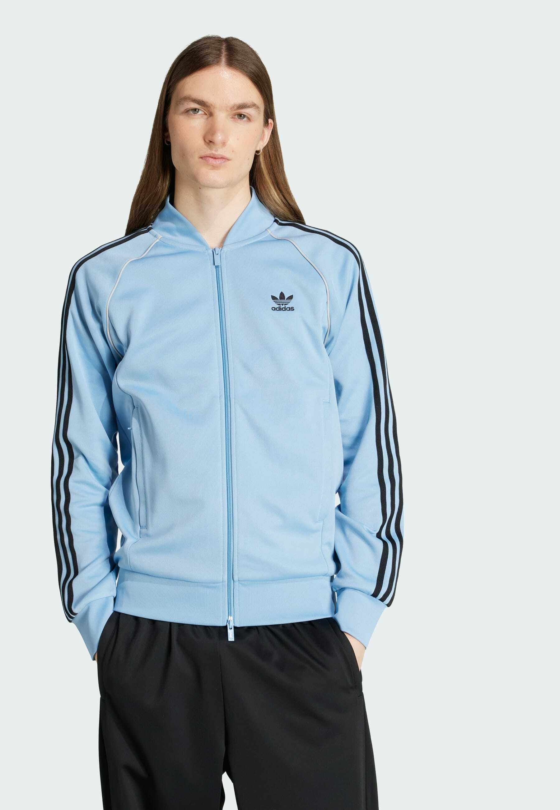 adidas ホワイト ジップアップジャケット adidas Originals Bomber Jacket - ash blue white/blue