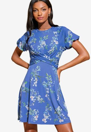 CROSS FRONT UNDERBUST MINI-REGULAR FIT - Jerseyklänning - blue floral