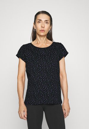 SLUB ROUND NECK WITH - T-shirt z nadrukiem - black